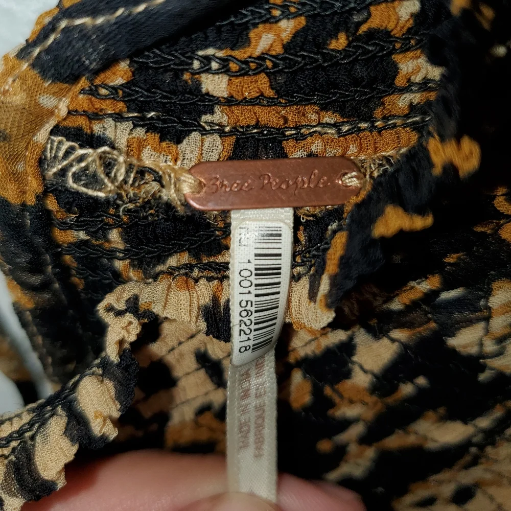 Free People Roma Leopard Print Mock Neck Blouse